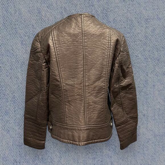 Calvin Klein Women’s Black Faux Leather Moto Jacket – Size Large - Picture 2 of 8